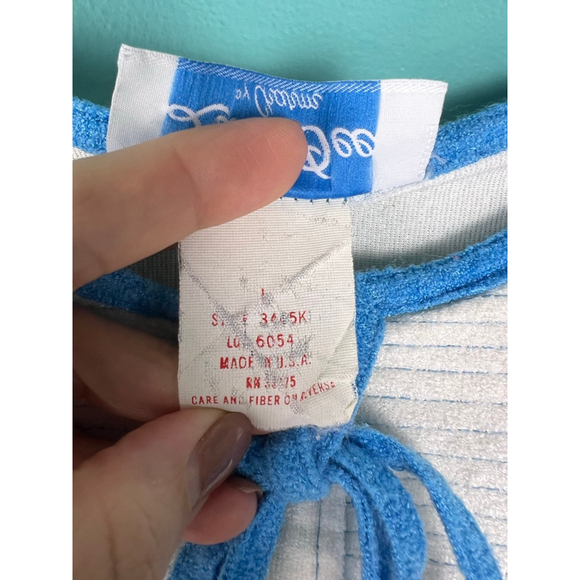 Vintage Lara Dee by Charon L Blue Trim Button Front Housecoat 60s 70s Lounge Rob - Picture 3 of 10